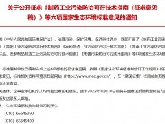 氮肥工業(yè)污染防治可行技術(shù)指南(征求意見稿)等六項環(huán)境標準征求意見