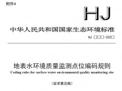 國(guó)家生態(tài)環(huán)境標(biāo)準(zhǔn)：地表水環(huán)境質(zhì)量監(jiān)測(cè)點(diǎn)位編碼規(guī)則(征求意見(jiàn)稿)