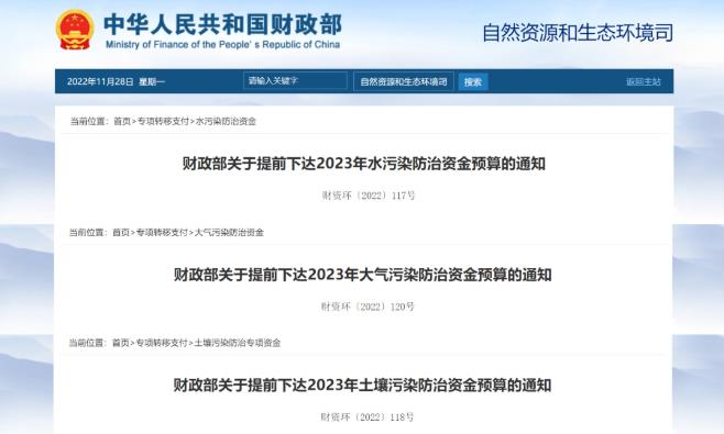 財(cái)政部下達(dá)2023年生態(tài)環(huán)保資金預(yù)算