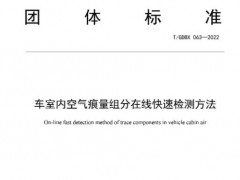 廣東省標準化協(xié)會發(fā)布團標：《車室內(nèi)空氣痕量組分在線快速檢測方法》